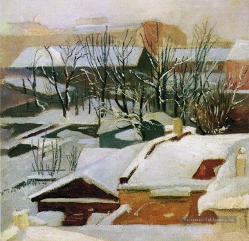 Ivan Ivanovich Shishkin œuvres - toits de ville dans la neige d’hiver Ivan Ivanovitch